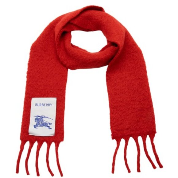 NWT GIFTABLE Burberry Wool Fringe Scarf red pristine condition Italy - Picture 3 of 12